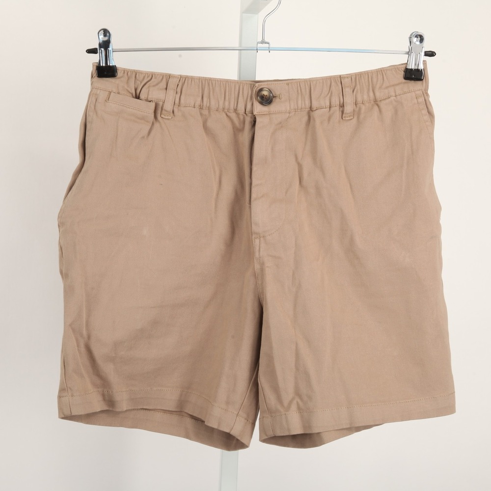 COVE Men's Khaki Chino Shorts Size 30 Elastic Waist 5" Inseam Cotton Blend